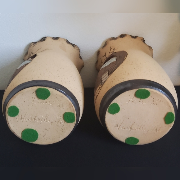 Barbara Bates Sgraffito Stoneware Candle Holder, set of 2 - Picture 7 of 7